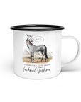 Emaille-Tasse "Lachmal-Tekkiner"