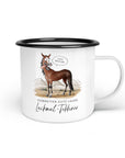 Emaille-Tasse "Lachmal-Tekkiner"