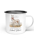 Emaille-Tasse "Lachmal-Tekkiner"