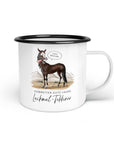Emaille-Tasse "Lachmal-Tekkiner"