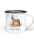 Emaille-Tasse "Lachmal-Tekkiner"