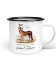 Emaille-Tasse "Lachmal-Tekkiner"