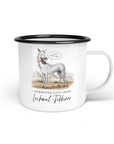 Emaille-Tasse "Lachmal-Tekkiner"