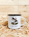 Emaille-Tasse "Muli-Talent"