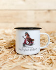 Emaille-Tasse "Englisches Rollblut"
