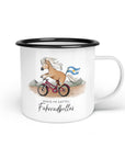 Emaille-Tasse "Fahrradbellas"