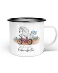 Emaille-Tasse "Fahrradbellas"