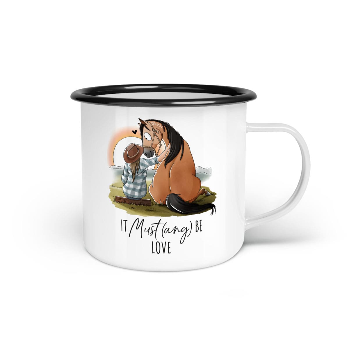 Emaille-Tasse "It Must(ang) be love"