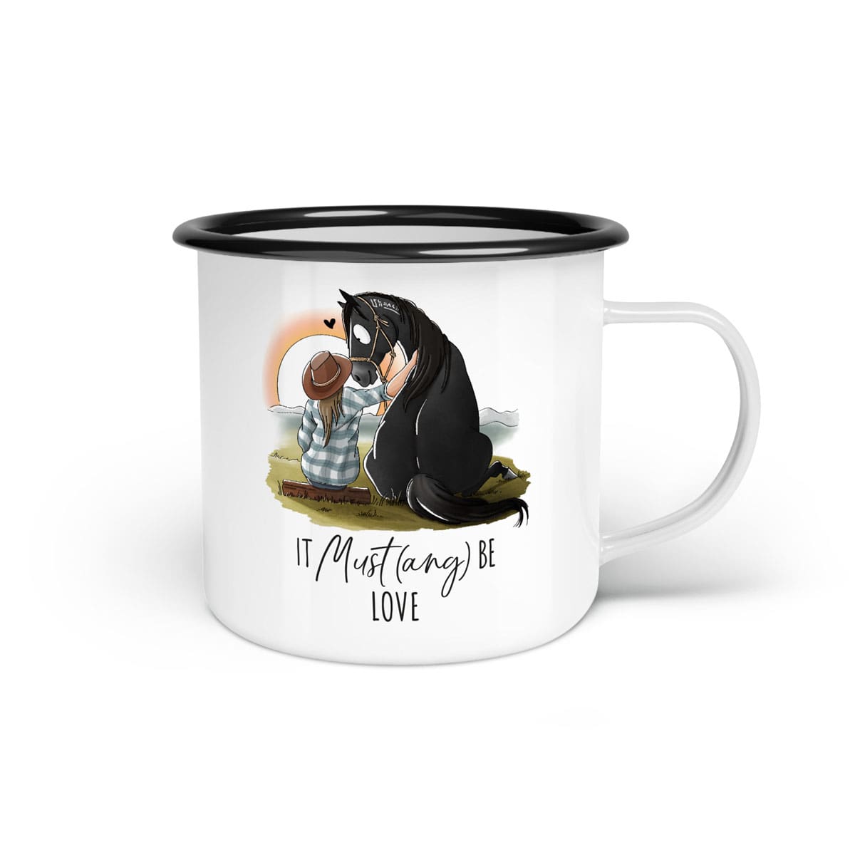 Emaille-Tasse "It Must(ang) be love"