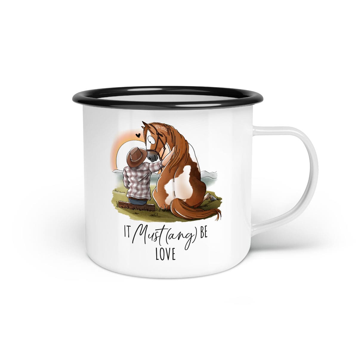 Emaille-Tasse "It Must(ang) be love"