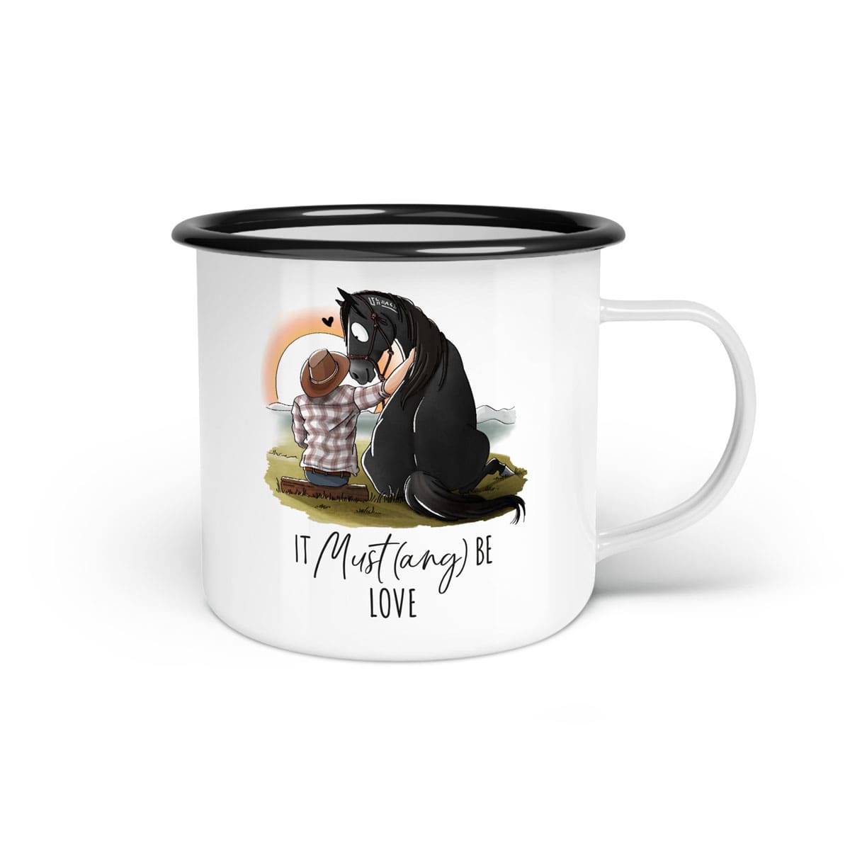 Emaille-Tasse "It Must(ang) be love"