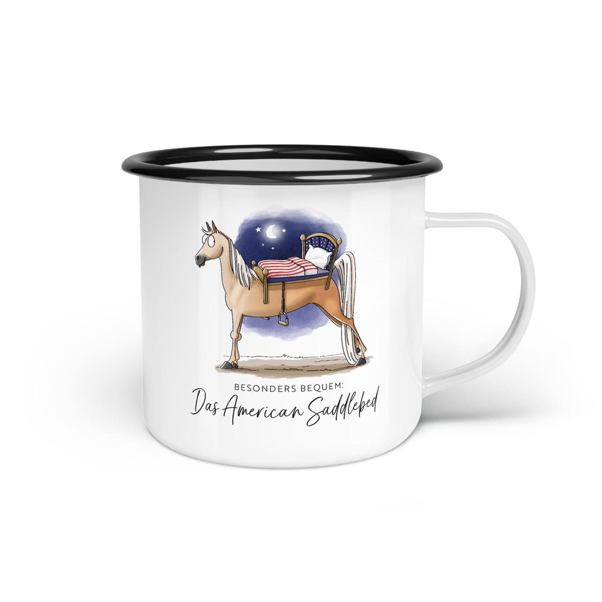 Emaille-Tasse "American Saddlebed"