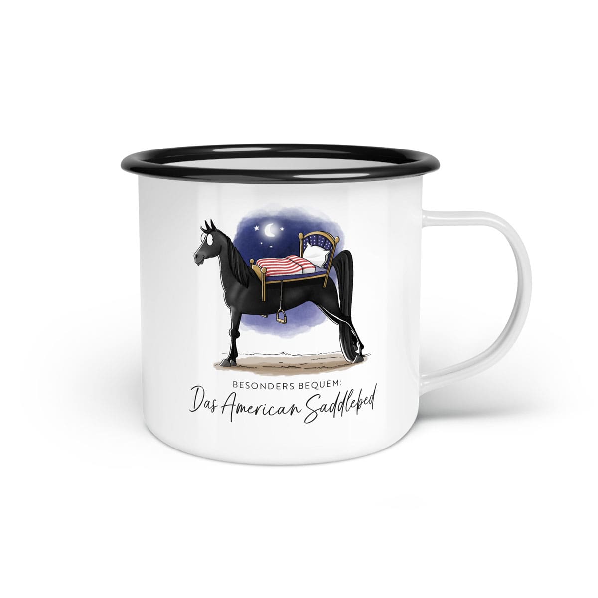 Emaille-Tasse "American Saddlebed"