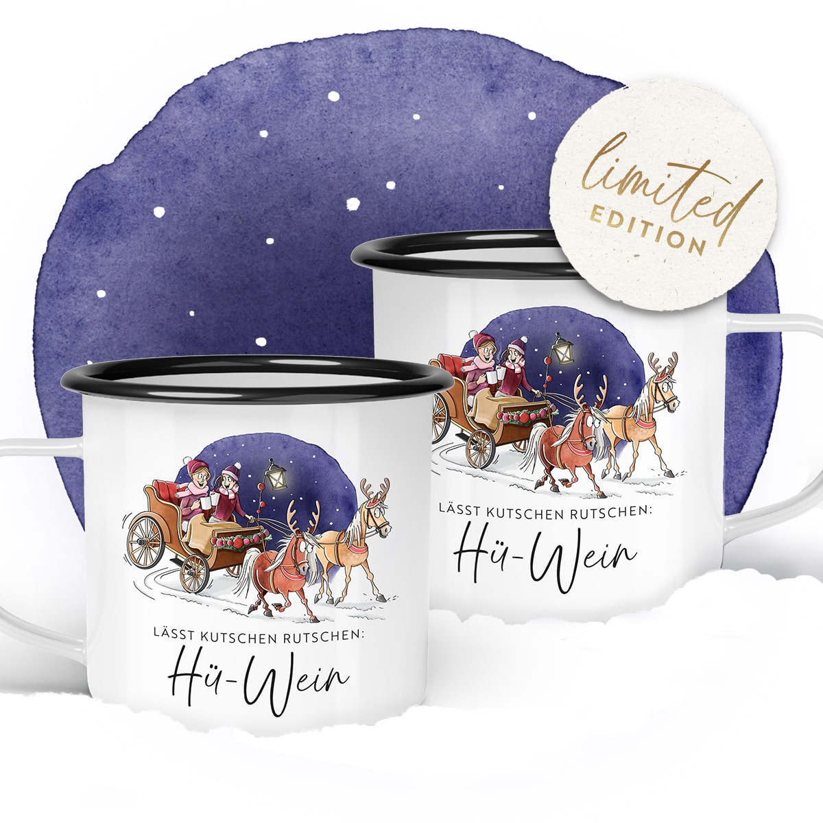 2er-Set "Hü-Wein"| Emaille | Kutsche