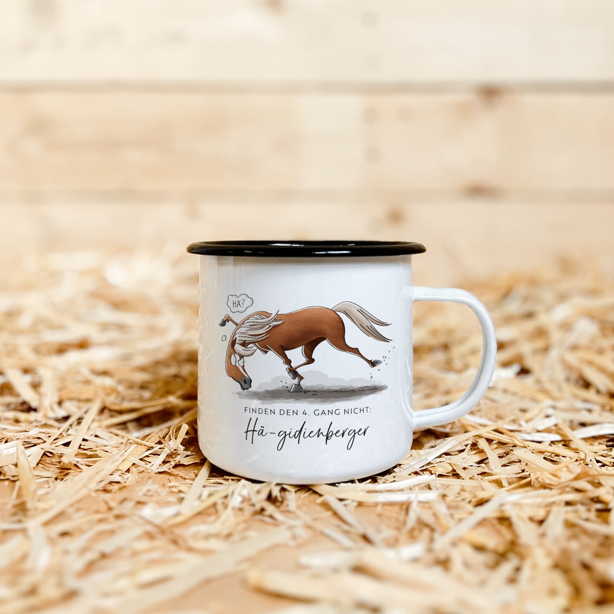 Emaille-Tasse "Hä-gidienberger"