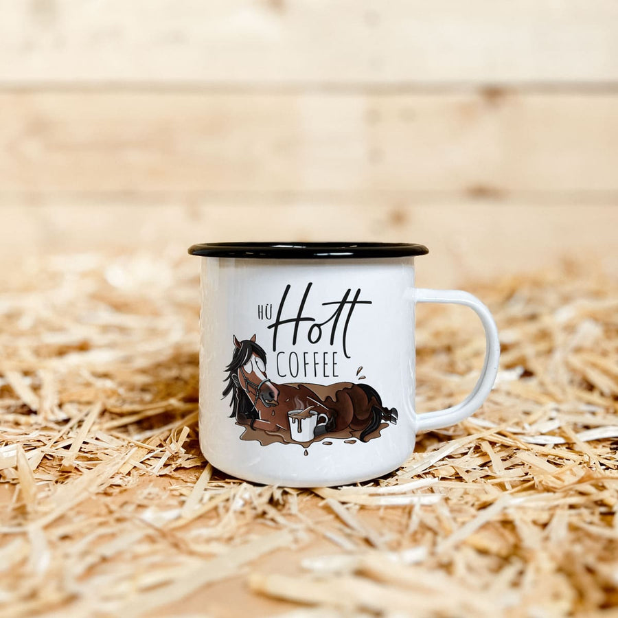 Emaille-Tasse "Hü Hott Coffee"