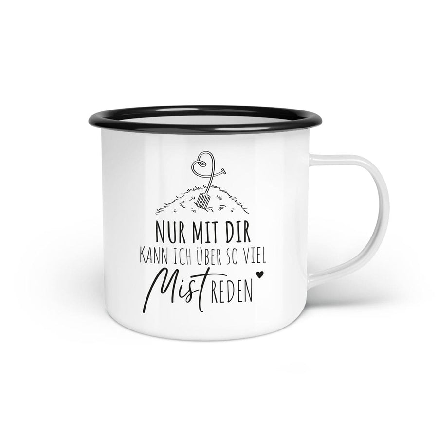 Emaille-Tasse "Über Mist reden"