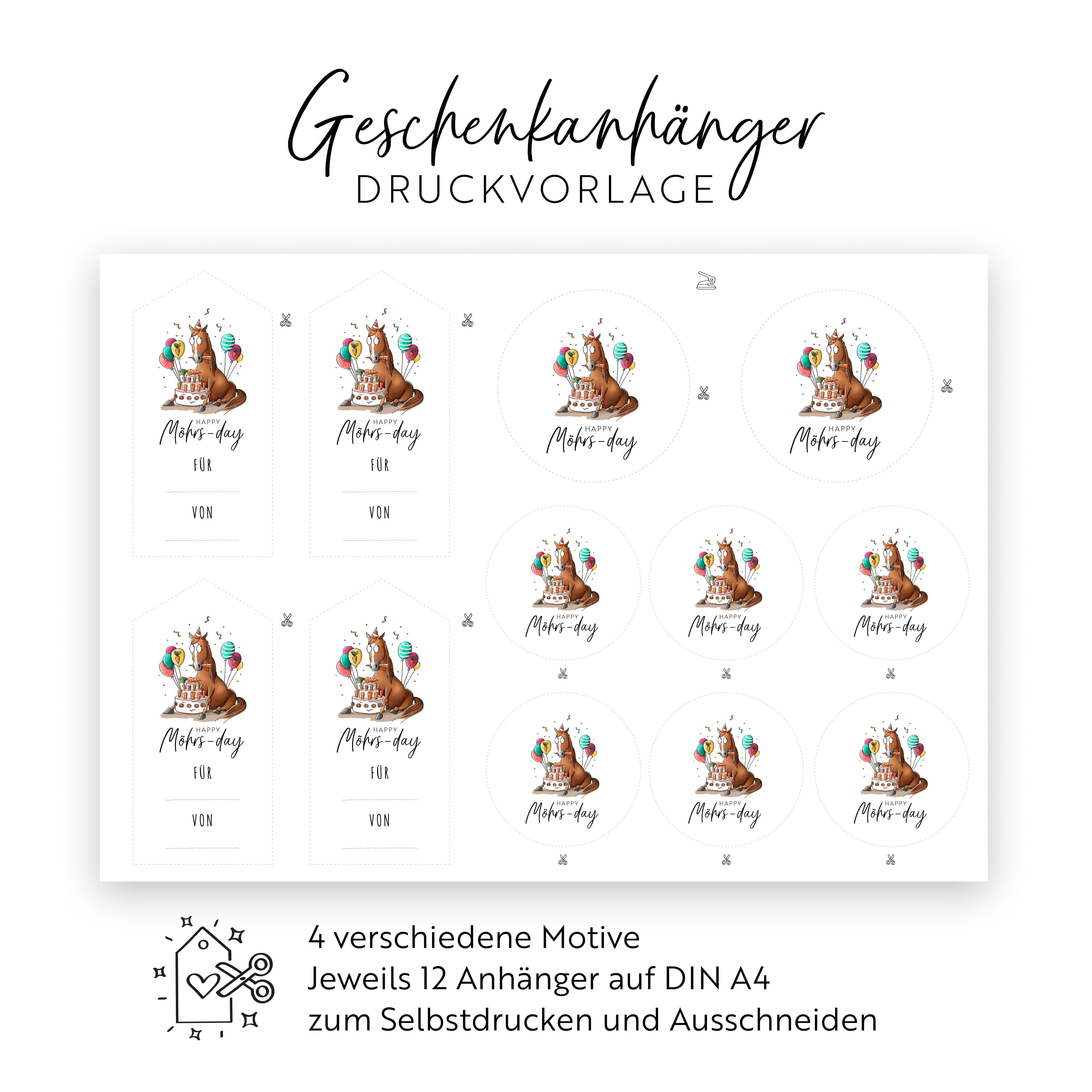 Birthday Geschenke-Anhänger Druckvorlagen