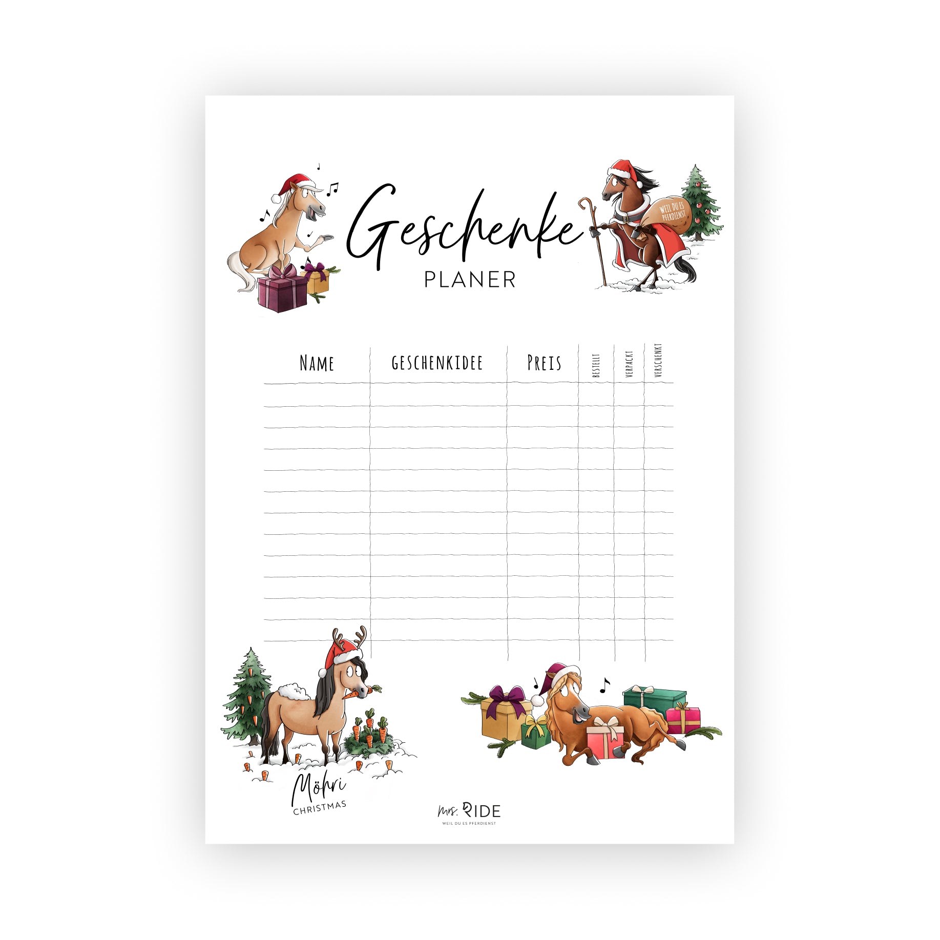 X-Mas Geschenke-Planer Druckvorlage