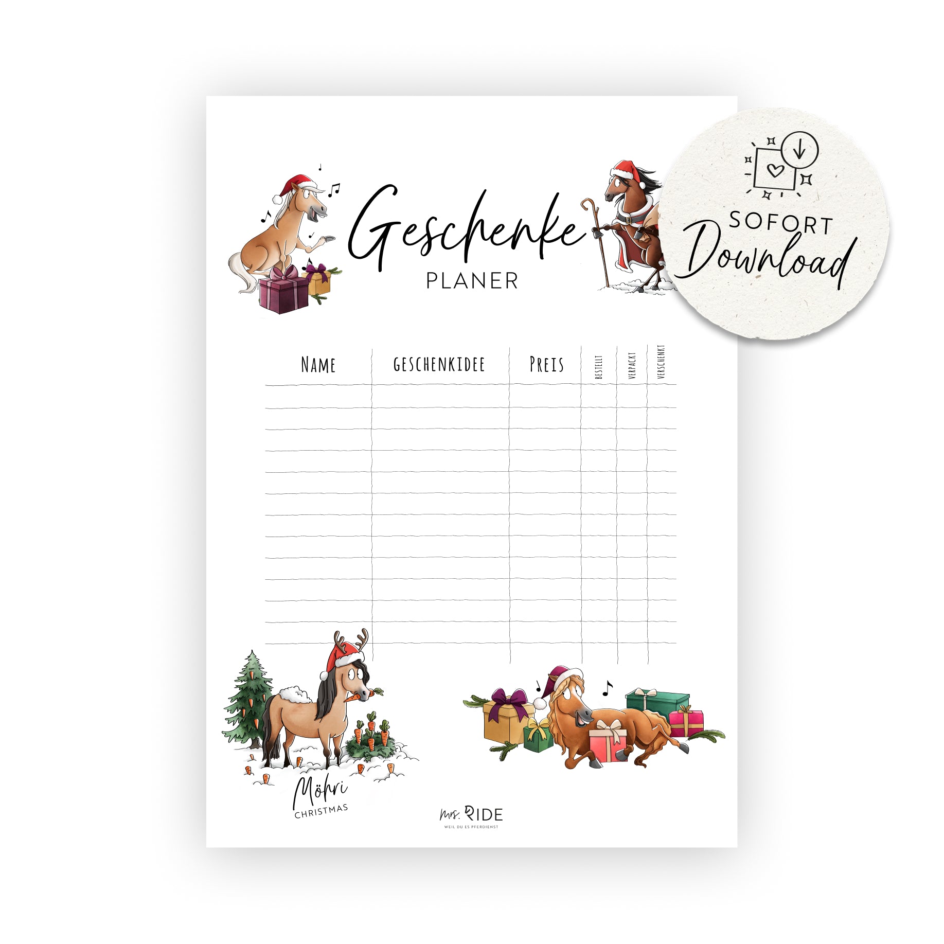 X-Mas Geschenke-Planer Druckvorlage