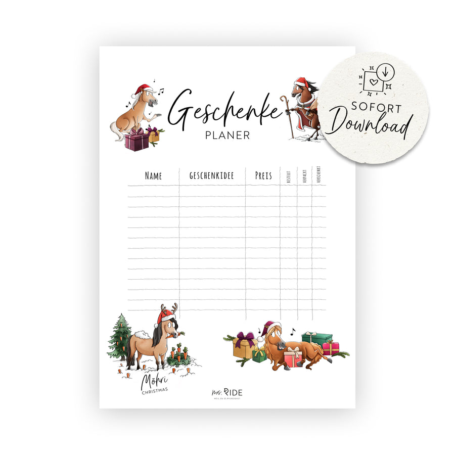 X-Mas Geschenke-Planer Druckvorlage