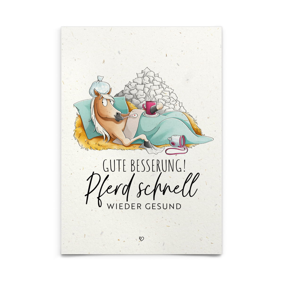 Strohpapier-Postkarte "Pferd schnell wieder gesund"