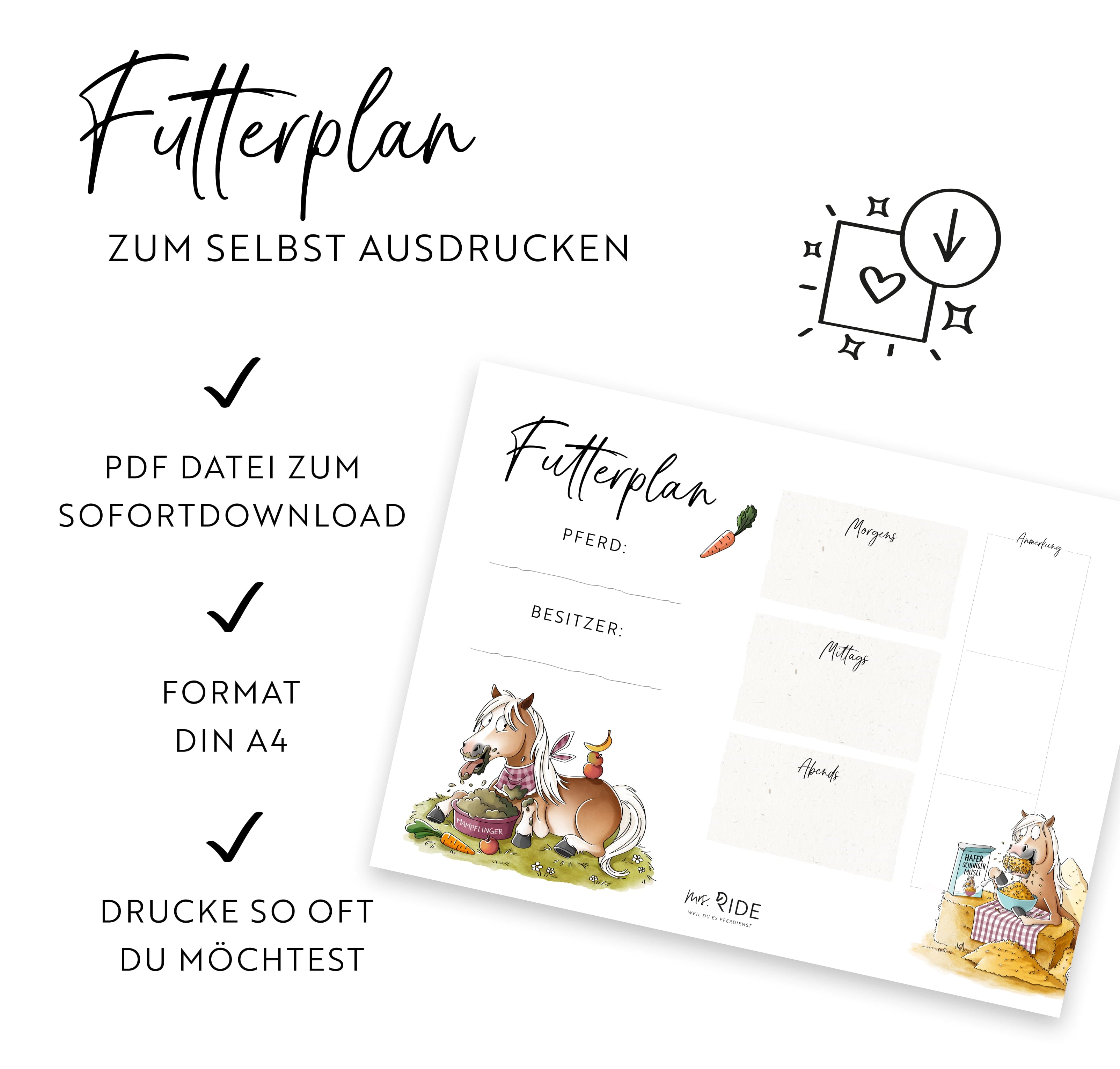 Futterplan Haflinger | Druckvorlage