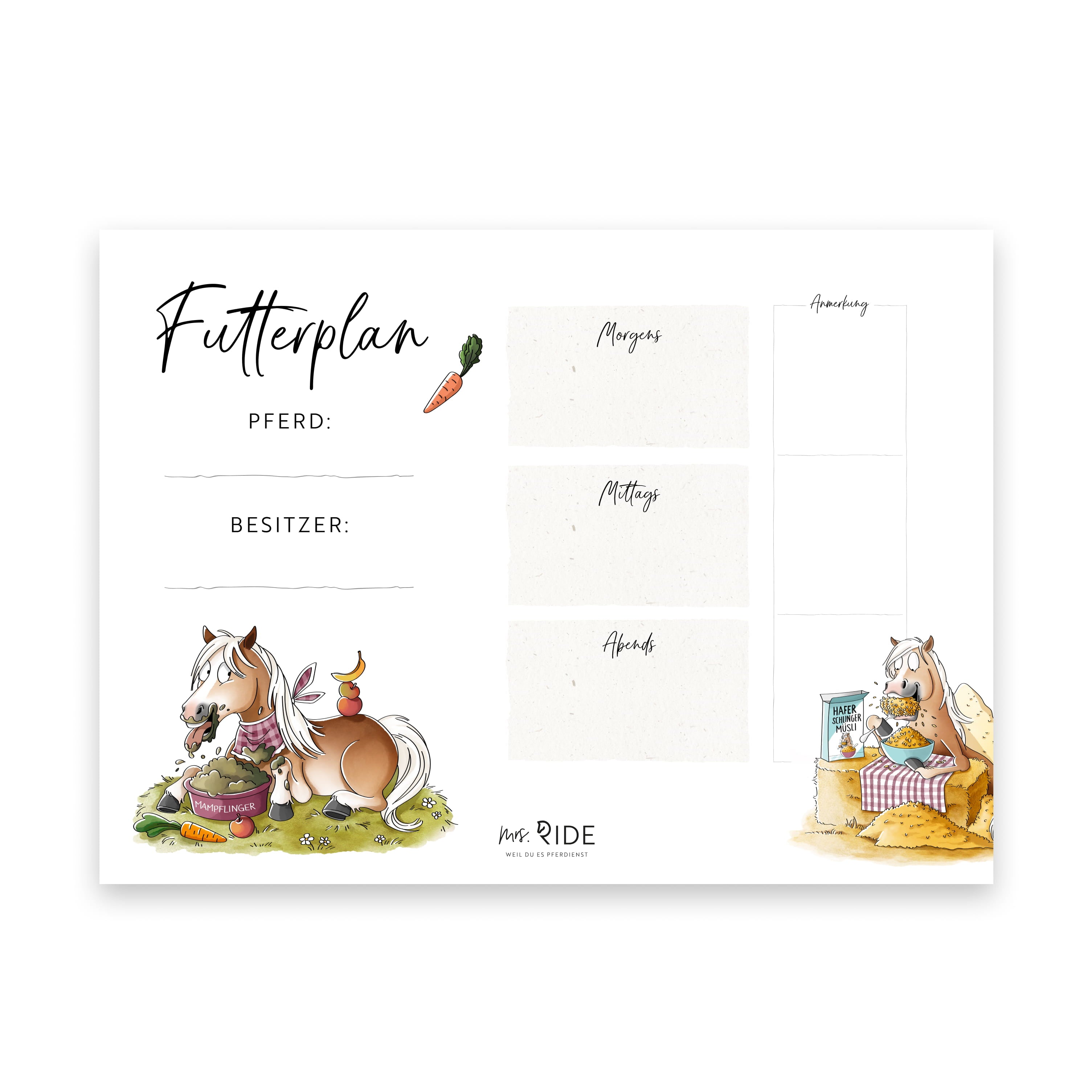 Futterplan Haflinger | Druckvorlage