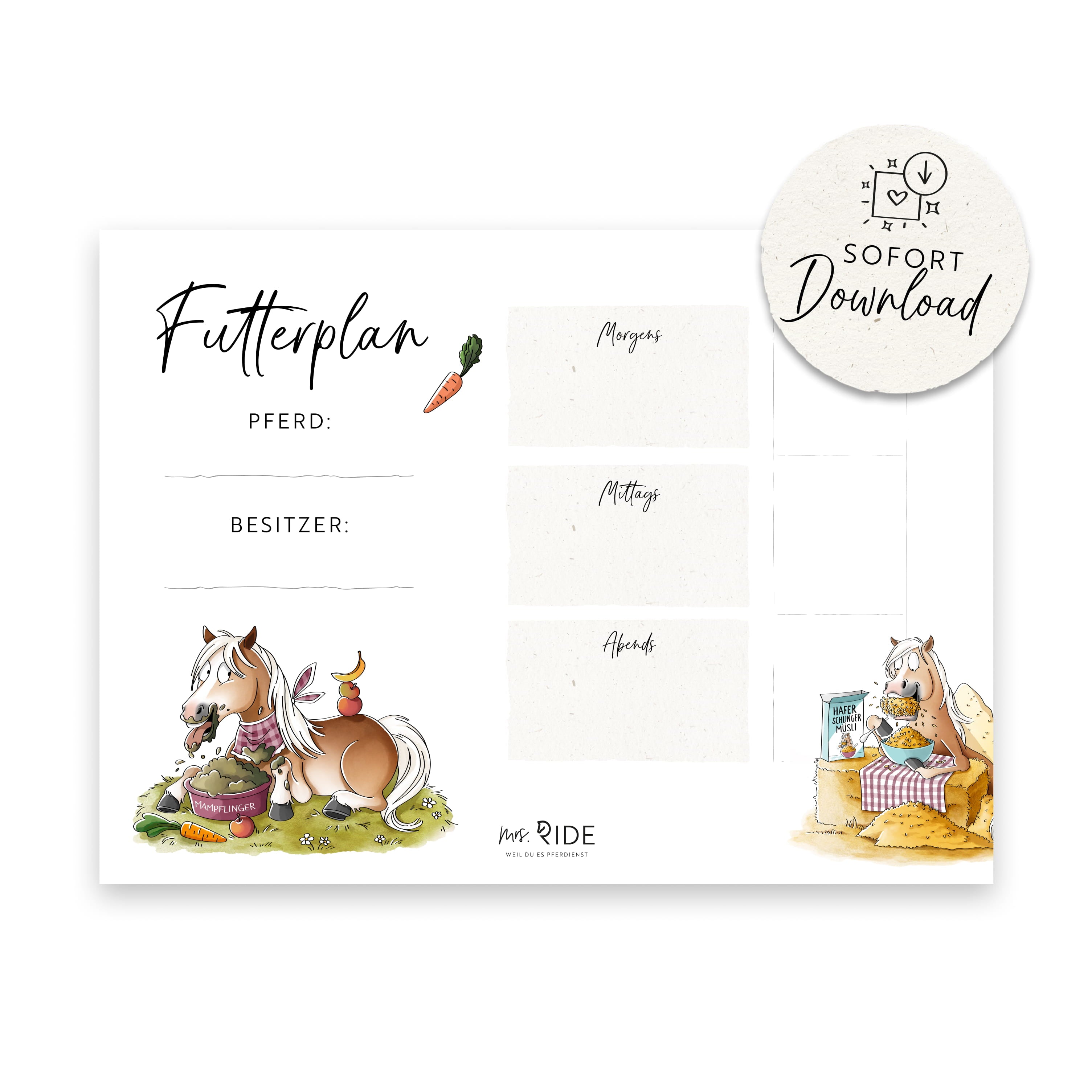 Futterplan Haflinger | Druckvorlage