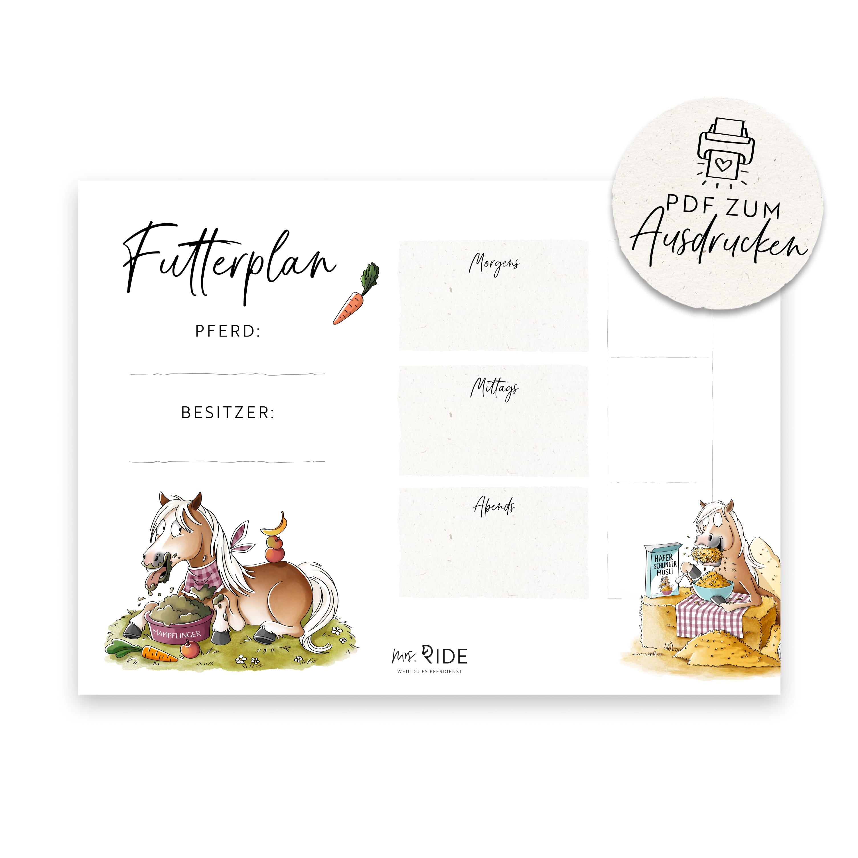 Futterplan Haflinger | Druckvorlage