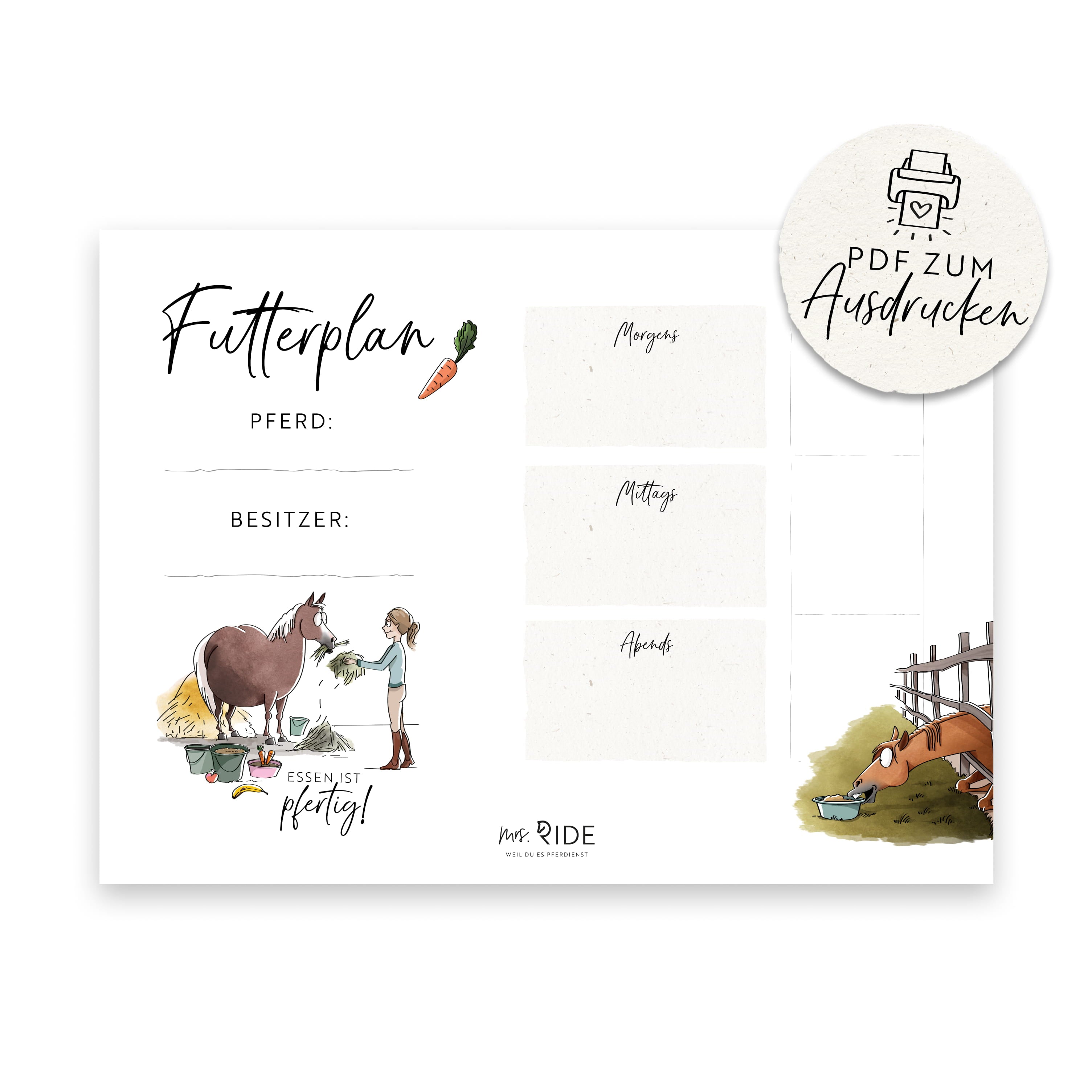 Futterplan | Druckvorlage