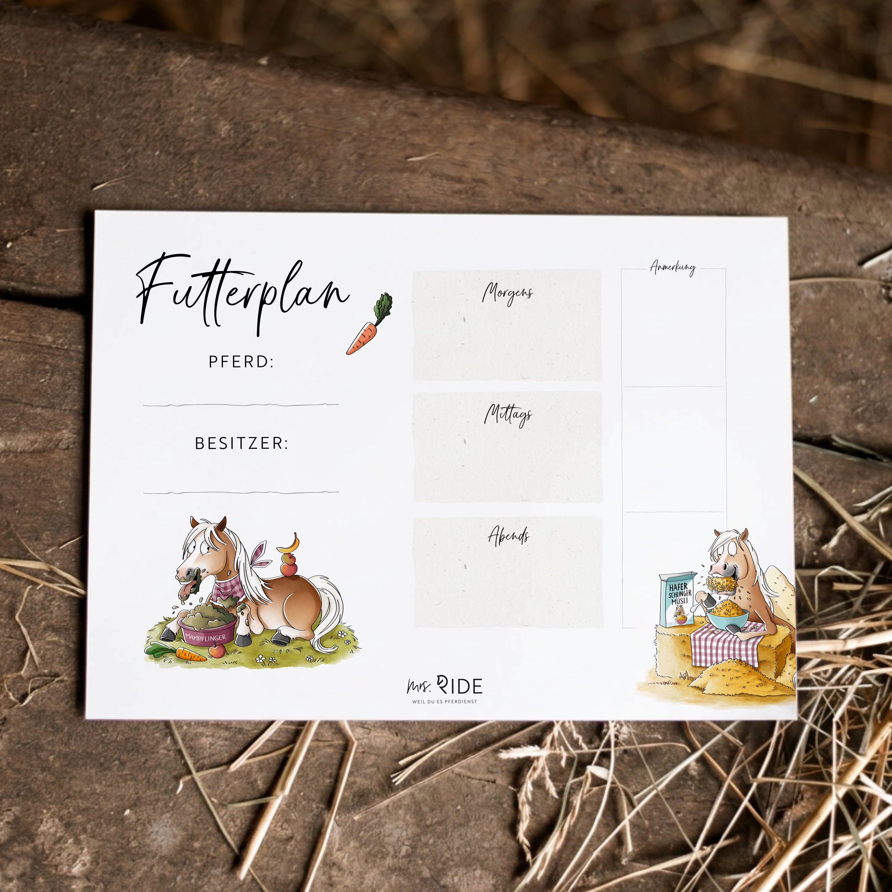 Futterplan Haflinger | Druckvorlage