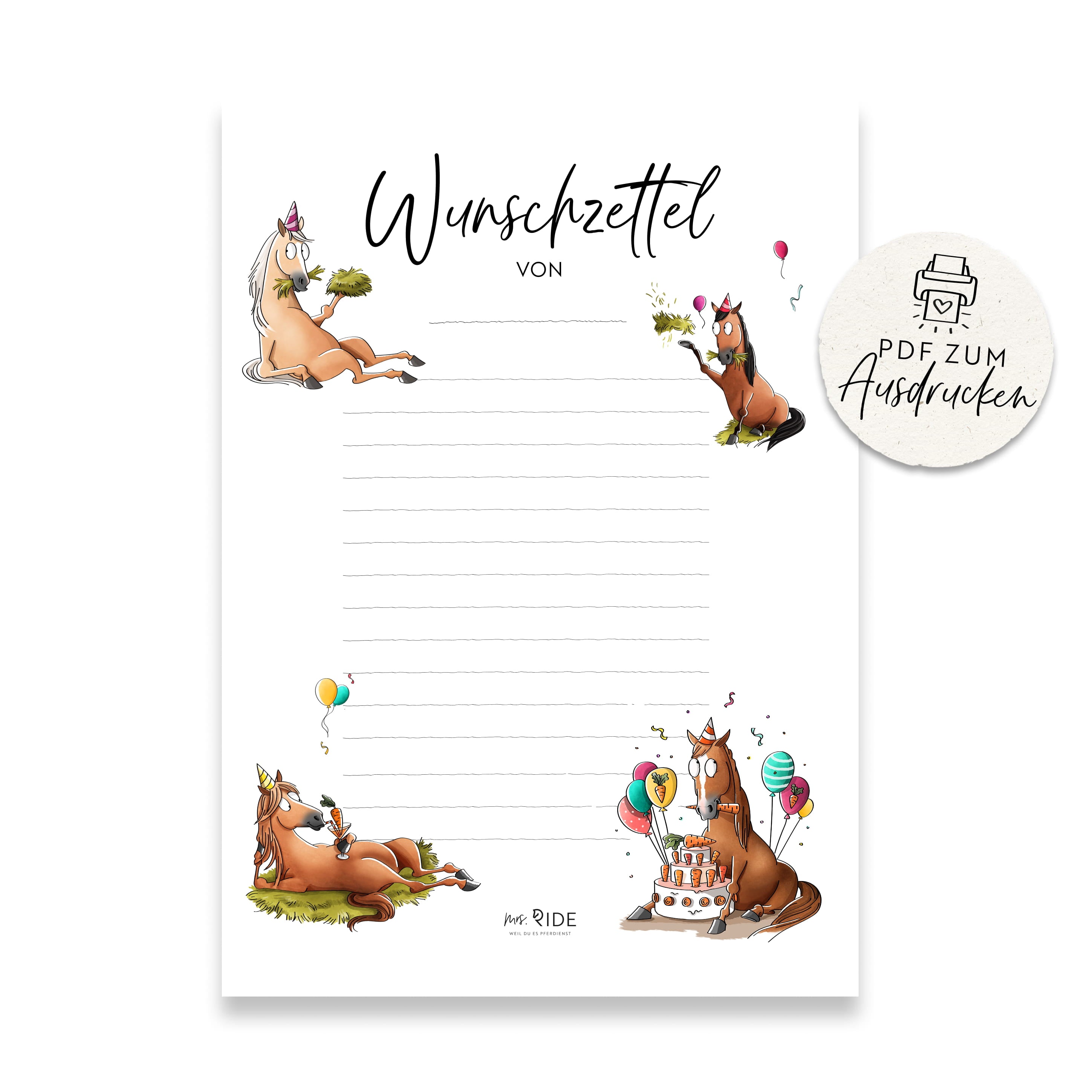 Birthday Wunschzettel Druckvorlage