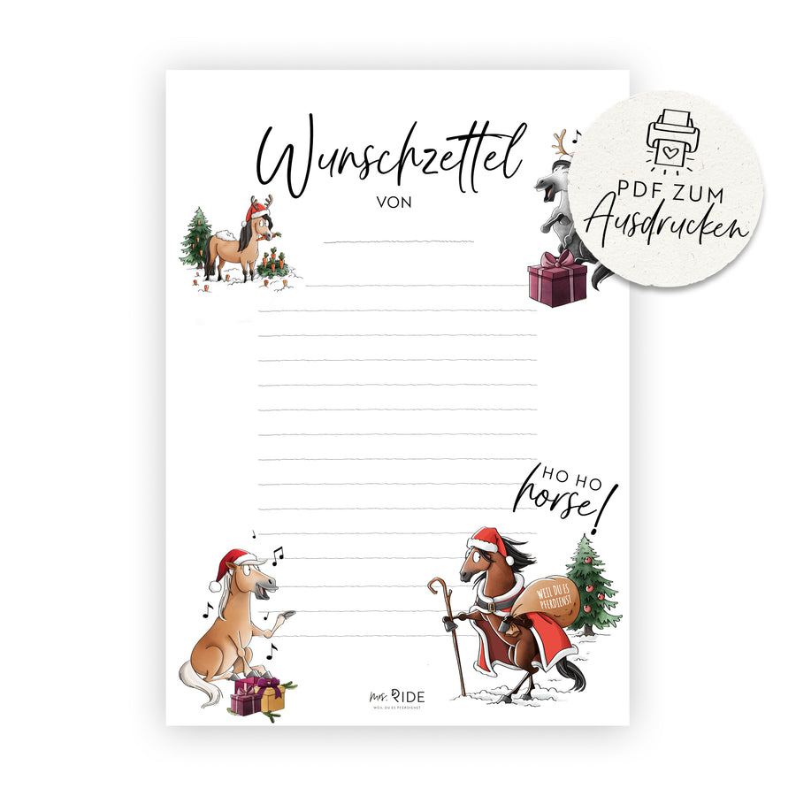 X-Mas Wunschzettel Druckvorlage