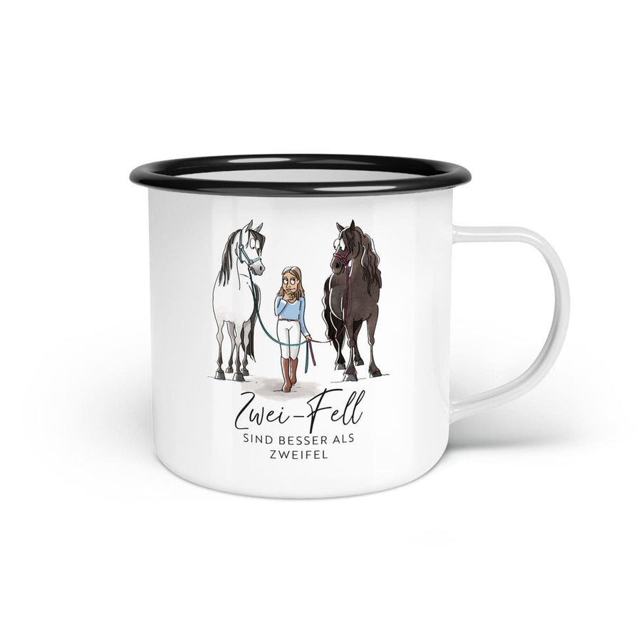 Emaille-Tasse "Zwei-Fell"