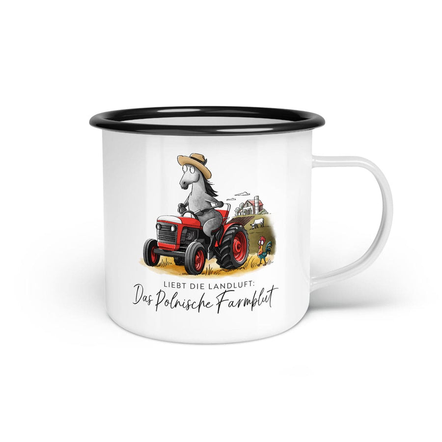 Emaille-Tasse "Polnisches Farmblut"