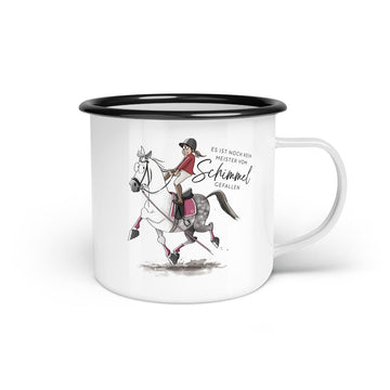 Emaille-Tasse "Vom Schimmel gefallen"