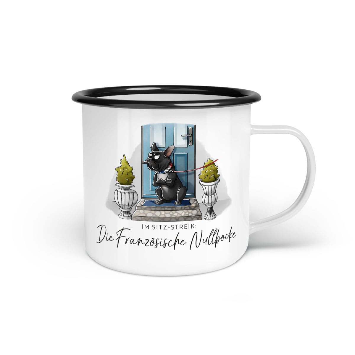 Emaille-Tasse "Französische Nullbocke"