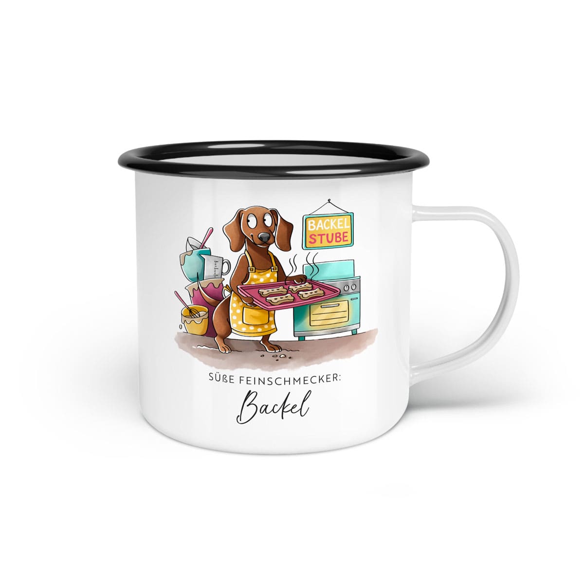 Emaille-Tasse "Backel"