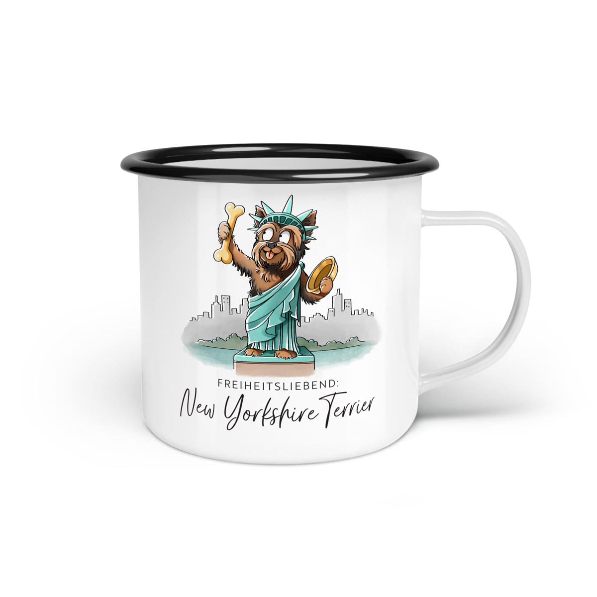 Emaille-Tasse "New Yorkshire Terrier"
