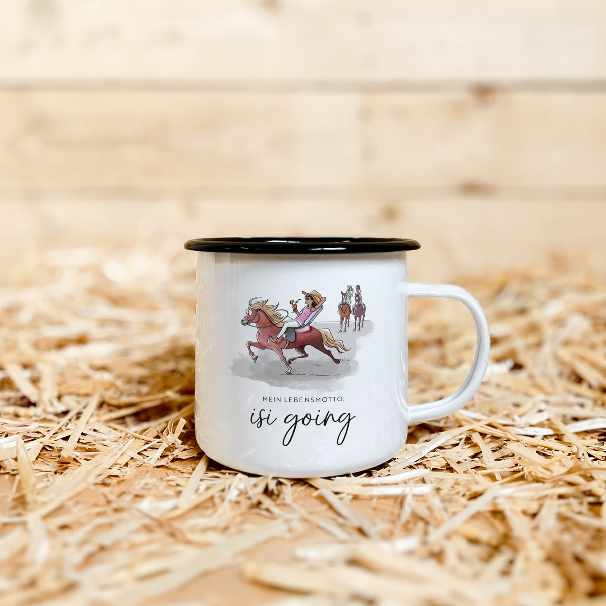 Emaille-Tasse "isi going"