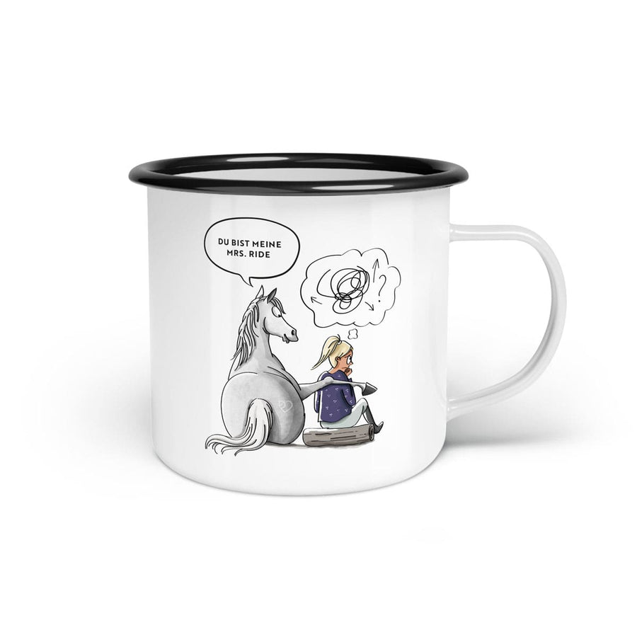 Emaille-Tasse "Meine mrs. ride"