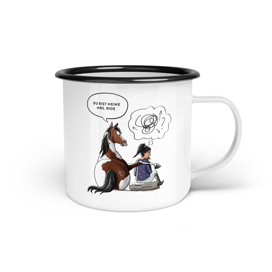 Emaille-Tasse "Meine mrs. ride"