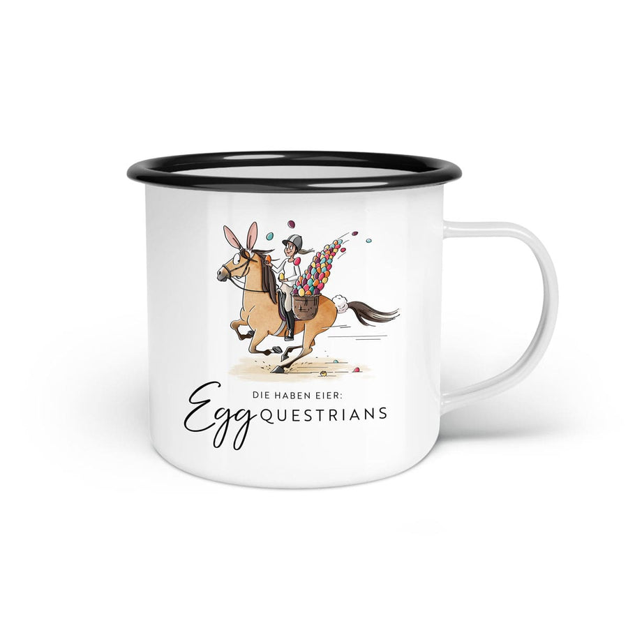 Emaille-Tasse "Egg-questrians"