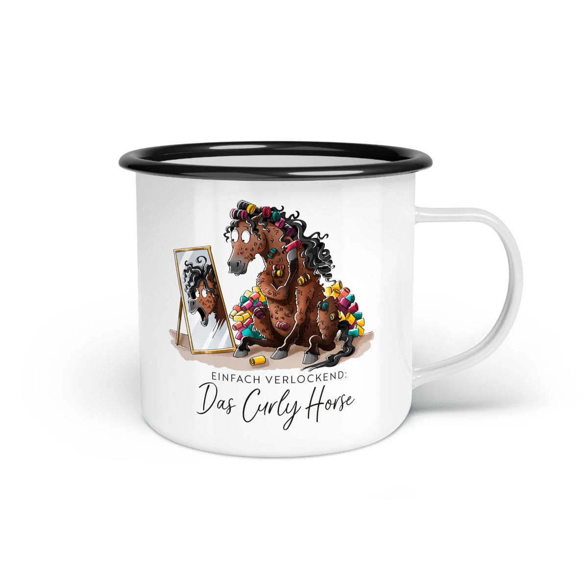 Emaille-Tasse "Curly Horse"