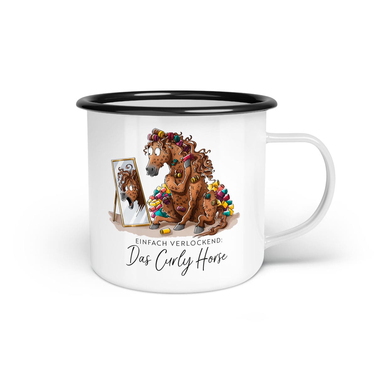 Emaille-Tasse "Curly Horse"