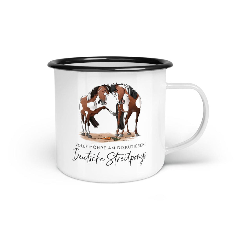 Emaille-Tasse "Deutsche Streitponys"