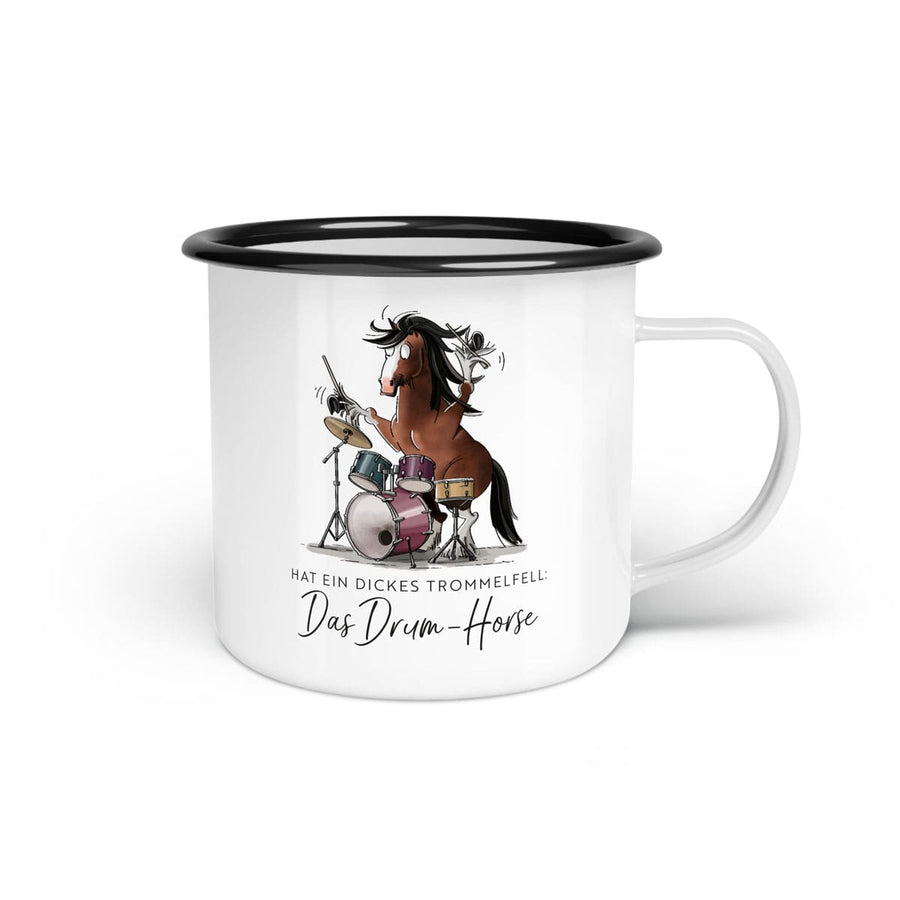 Emaille-Tasse "Drum-Horse"