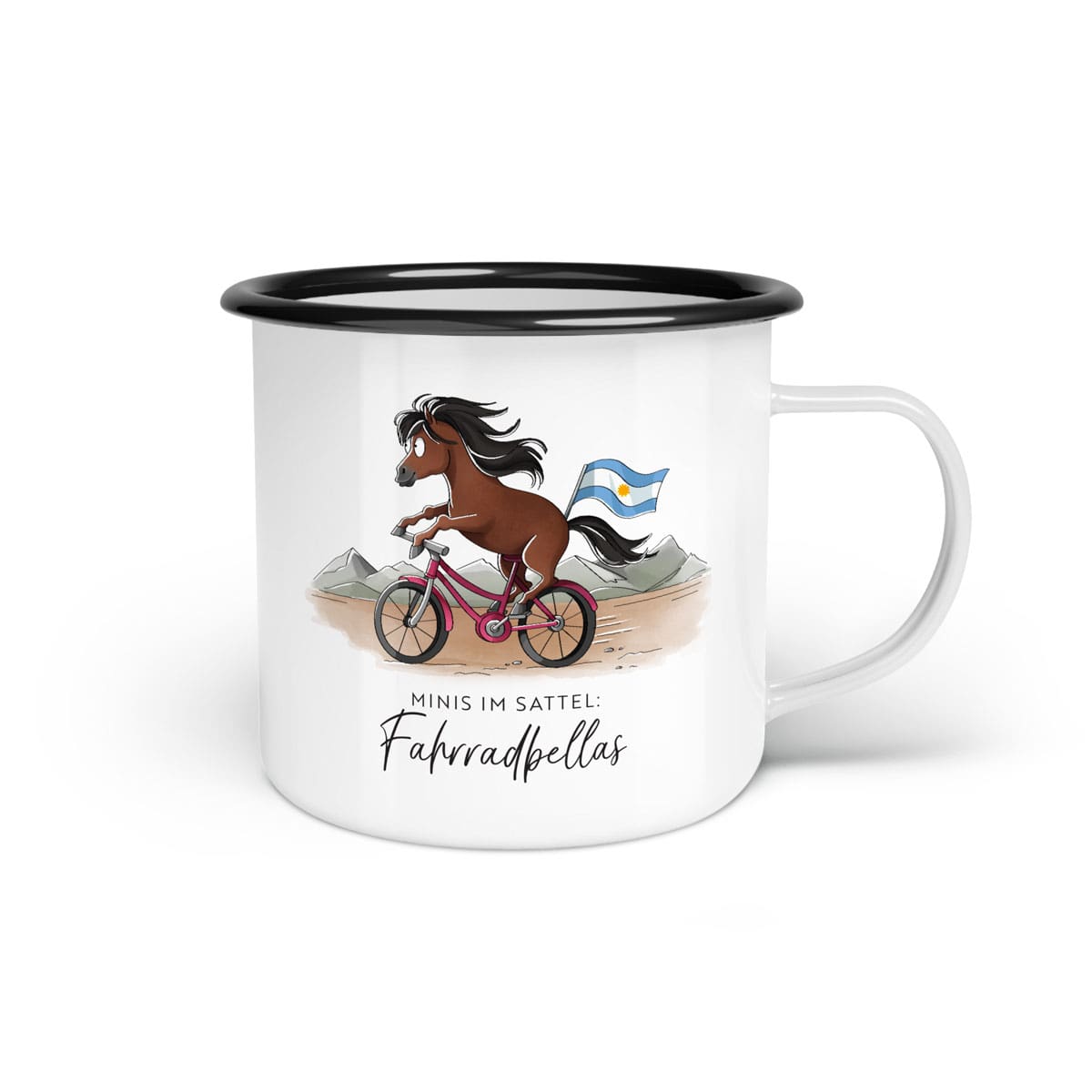 Emaille-Tasse "Fahrradbellas"