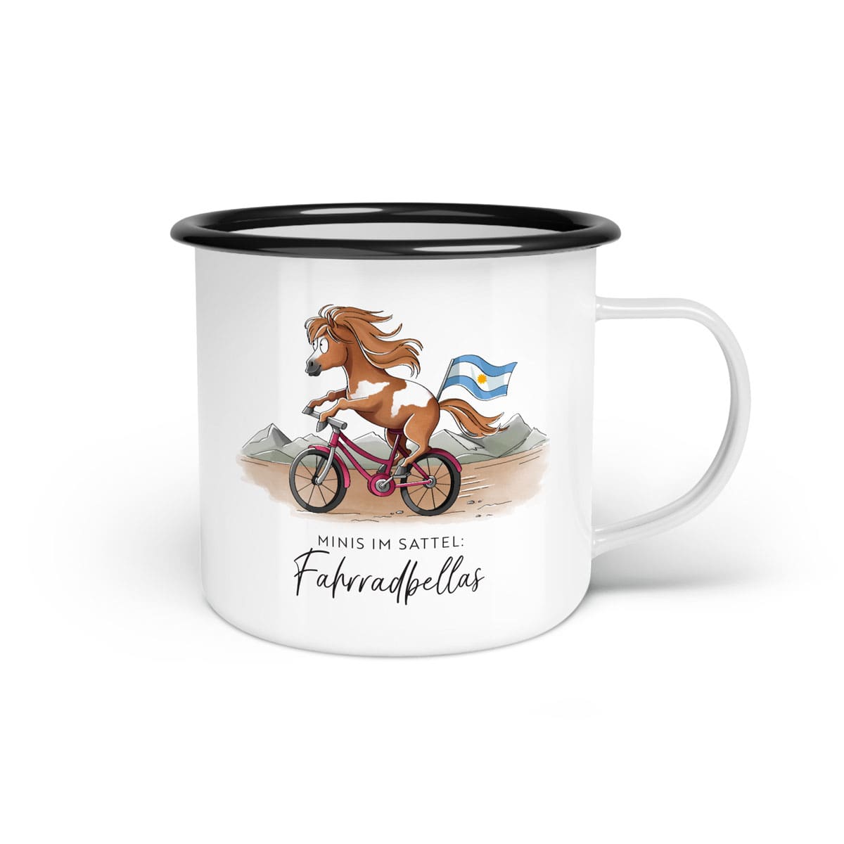 Emaille-Tasse "Fahrradbellas"